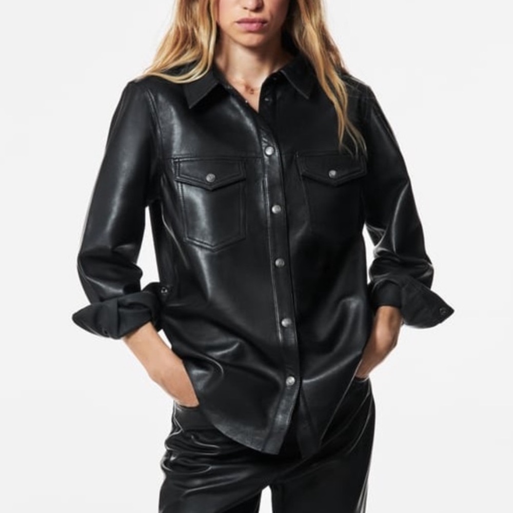 100% leather zara shirt never used medium size new with tags